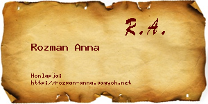Rozman Anna névjegykártya